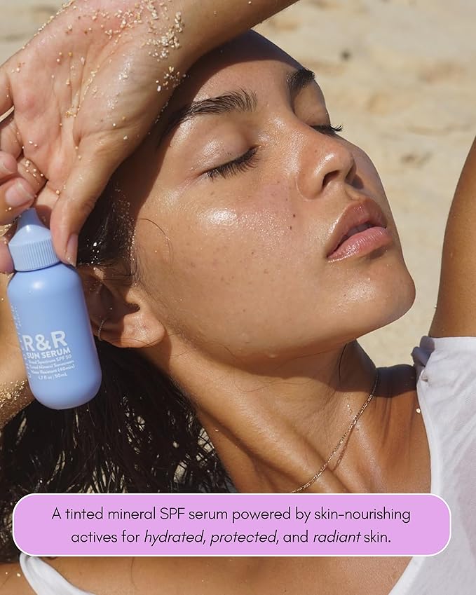Undefined Beauty R&ampR Sun Serum SPF 50 PA++++ Tinted Mineral Sunscreen with Niacinamide Water Resistant Broad Spectrum Protection &amp Blue Light Defense (Medium Tint)