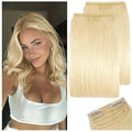 2 Pcs Short Hair Extensions Human Hair Clip in Extensions for Women Adding Volume 10 Inch Platinum Blonde