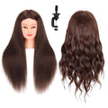 Mannequin Head with Hair 80% Real Human Hair 26-28'' Cosmetology Mannequin Head for Styling Practice on Braiding Manikin Head with Clamp Stand and Tools (Dark Brown)