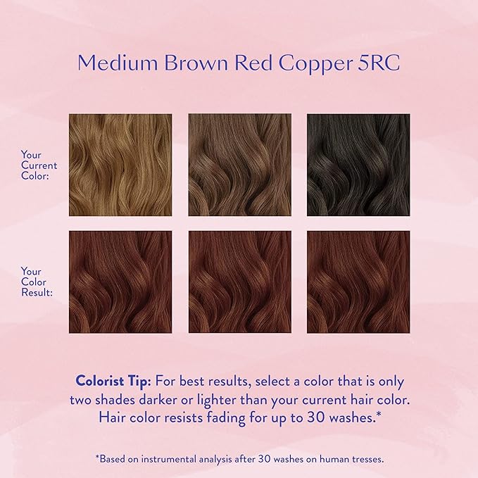 eSalon Permanent Hair Color &amp Hair Dye Complete Kit - Medium Brown Red Copper - Personal Colorist Kit for Up To 100% Gray Coverage for All Hair Types - Professional-Grade Ammonia-Free Hair Dye