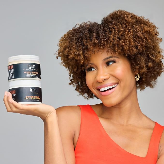 tgin Butter Cream Daily Moisturizer and Honey Miracle Hair Mask Duo for Curly Coily and Wavy Hair Rich Moisture and Deep Conditioning for Dry Hair 12 oz (Set)