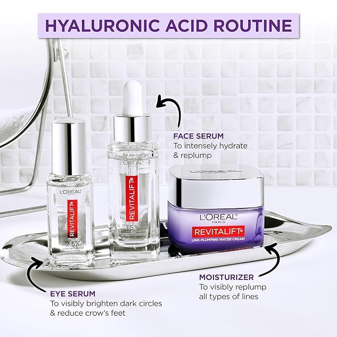 L'Oreal Paris Revitalift 1.5% Pure Hyaluronic Acid Serum for Face Anti Aging Serum to Hydrate Skin &amp Reduce Wrinkles Fragrance Free Skin Care for All Skin Types 1 Oz