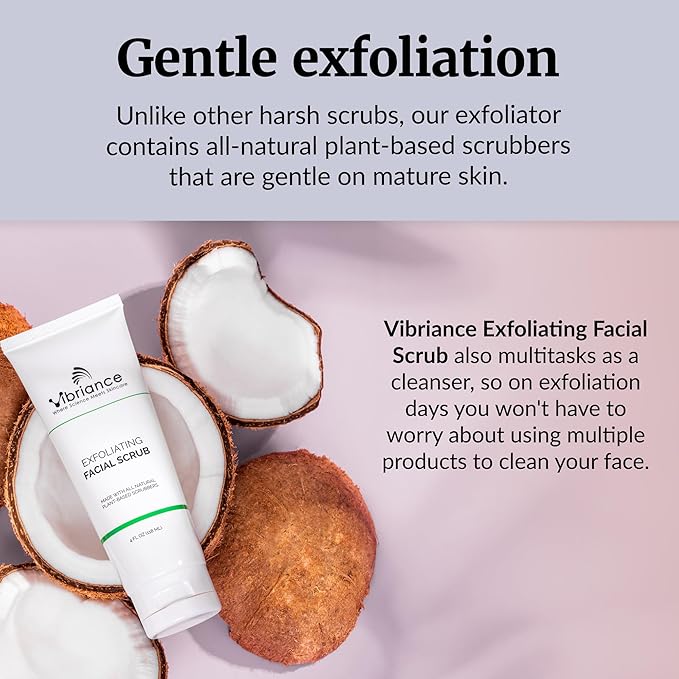 Vibriance Ultra-Gentle Face Scrub 4 fl oz - Exfoliating Facial Wash Unclogs Pores - Sulfate and Paraben-Free Exfoliator For All Skin Types - Made with Natural Ingredients