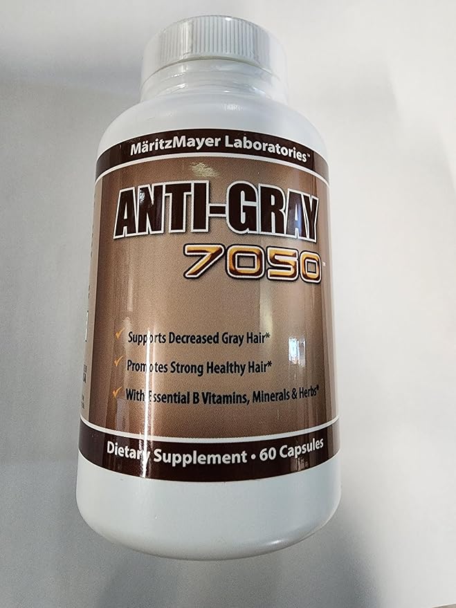 Anti-Gray Hair 7050 Helps Restore Natural Hair Color 60 Capsules Per Bottle (2 Bottles)
