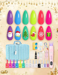 Beetles Christmas Gel Nail Polish Set with Mini LED Nail Lamp Purple Red Green Yellow Gel Polish with Base Top Coat Nail Art Brushes Salon DIY Gift Basket for Women
