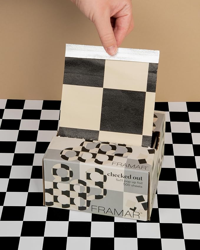 FRAMAR Checked Out Hair Foil ? Hair Foils For Highlighting Pop Up Foil For Hair Highlighting Salon Foils For Hair Highlighting Kit Long Hair Foils For Bleach Salon Foils For Hair Stylist ? 500