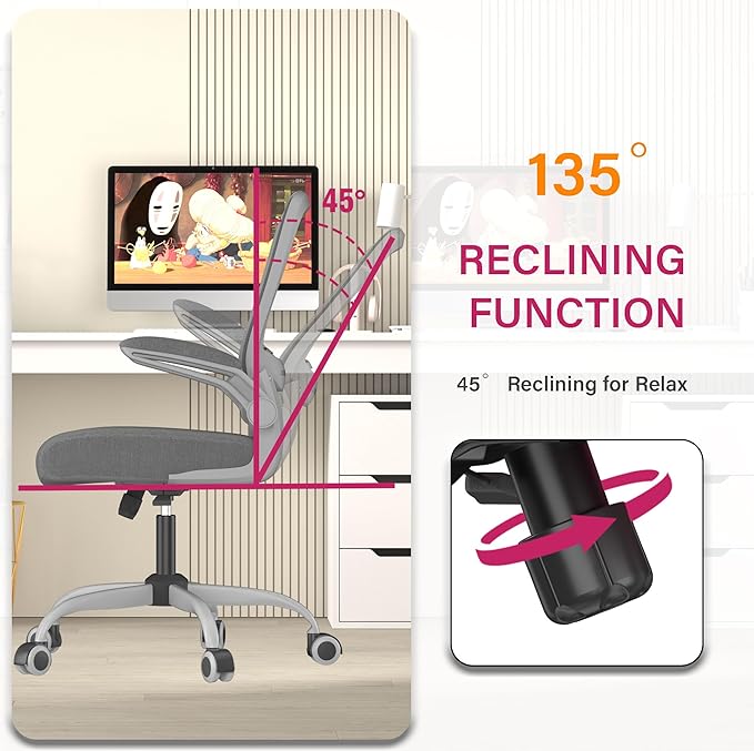 Mimoglad Office Chair Ergonomic Desk Chair with Adjustable Lumbar Support High Back Mesh Computer Chair with Flip-up Armrests-BIFMA Passed Task Chairs Executive Chair for Home Office