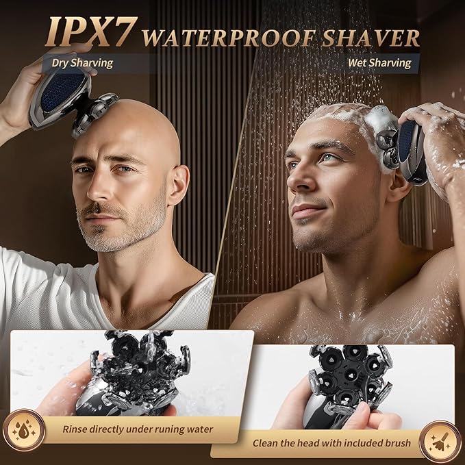Head Shavers for Bald Men Professional 5-in-1 Electric Head Shaver Grooming Kit 7D Floating Wet &amp Dry Electric Razor for Bald Heads with LED Smart Display &amp Type-C Charging for Hair/Face/Bea