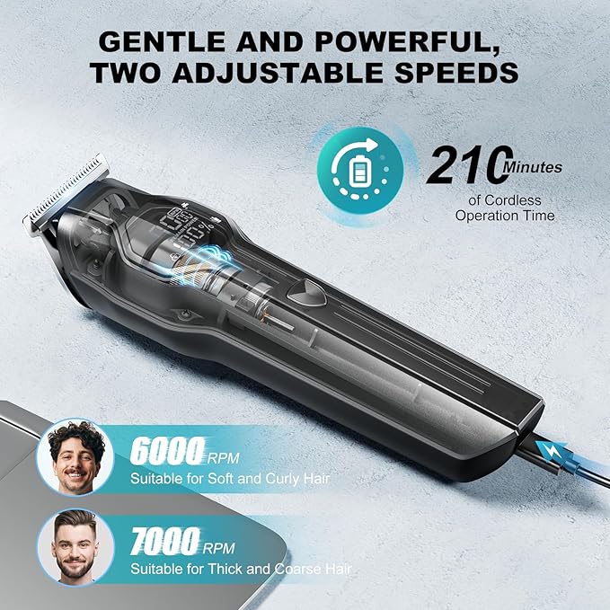 Beard Trimmer for Men - 14 Piece Professional Mens Grooming Kits Multi Beard Kit for Beard face Nose Ear Hair Trimmer Hair Clippers IPX7 Wet &amp Dry Use 210 Mins Mustache Trimmers Men Gifts (Black)