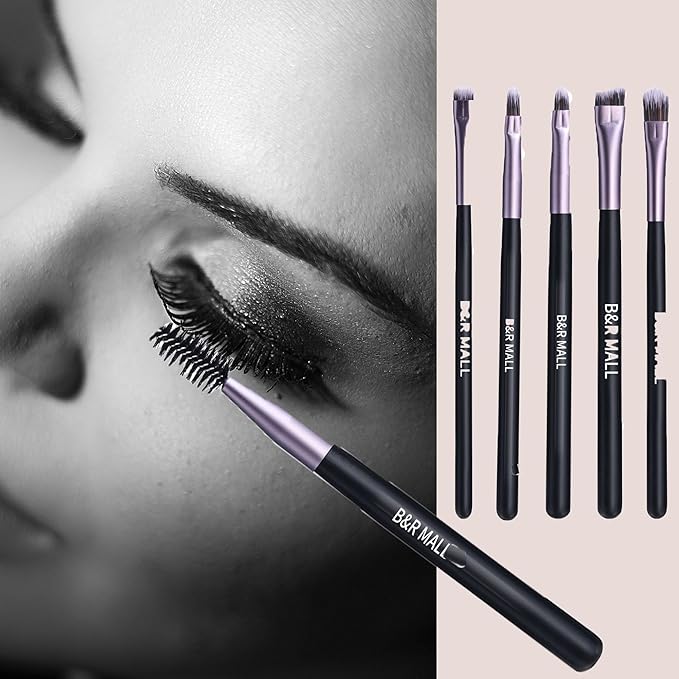 B&ampR MALL Makeup Brush Set with LED Mirror ? Supper soft Brushes for Flawless Foundation Concealer Eyeshadow &amp More | Lightweight Versatile Perfect for On-the-Go Touch-Ups (Purple Black)