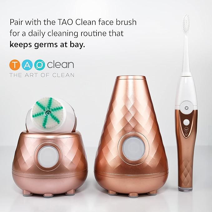 Tao Clean UV Sanitizing Sonic Toothbrush and Cleaning Station Electric Toothbrush Dual Speed Setting Rose Gold