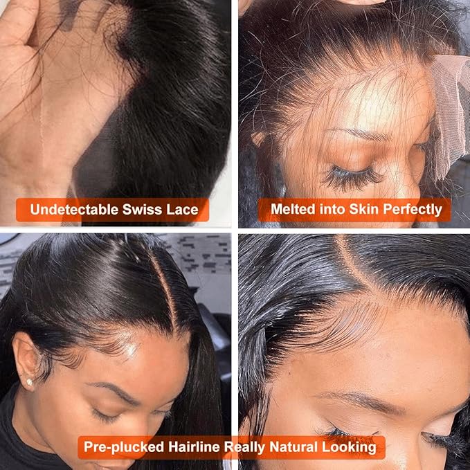 36 Inch Body Wave Lace Front Wigs Human Hair 13x6 HD Transparent Lace Front Wigs Pre Plucked Brazilian Virgin Human Hair Wig 220% Density Lace Frontal Wigs Natural Color