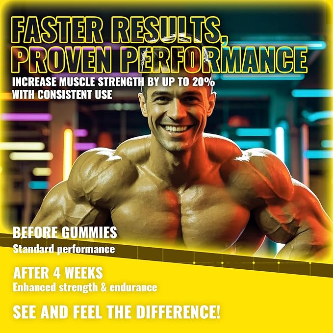 zipvit Creatine Monohydrate Gummies (5g) ? Pre-Workout Energy &amp Muscle Growth Support for Men &amp Women | Pineapple Electrolyte Gummies (135 Count)