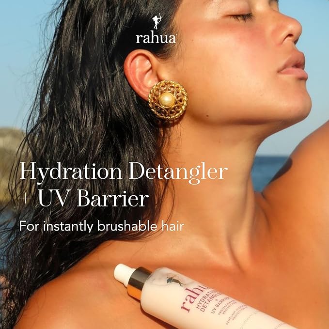 Rahua Hydration Detangler Spray + UV Barrier Vegan Leave In Hair Spray Conditioner for Added Shine Damage Protection Humidity &amp Frizz Control Oil Morete &amp Mango All Hair Types 6.5 Fl O