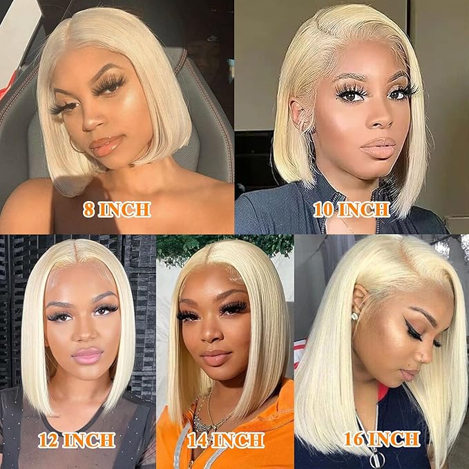 613 Bob Wig Human Hair Blonde Bob Wig HD Lace Front 13X4 HD Transparent lace Front Bob Wig Human Hair for Black Women Natural Hairline 14 inch