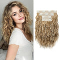 REECHO Clip in Hair Extensions 4PCS Hair Extensions 12 Short Curly Wavy Blonde hair extensions Invisible Lace Weft Natural Soft Hairpieces for Women ? Golden Blonde with Highlights