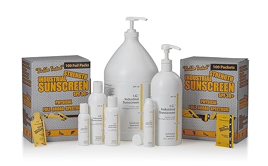 I.C. Industrial Sunscreen Mineral Based SPF 36 Physical Zinc Protection Full Broad Spectrum 80 Minute Sweat &amp Water Resistant Heat Stress Anti-Inflammatory Properties. USA 32oz Bottle (ISSC-32)