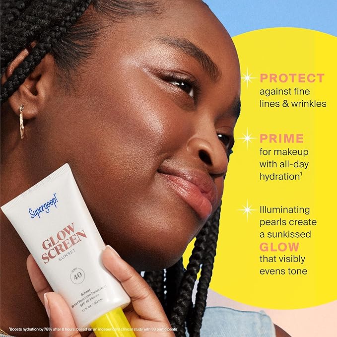 Supergoop! Glowscreen SPF 40 Sunrise (Champagne Glow) - 1.7 fl oz - Glowy Primer + Broad Spectrum Tinted Sunscreen - Helps Filter Blue Light - Hydration - Hyaluronic Acid &amp Vitamin B5