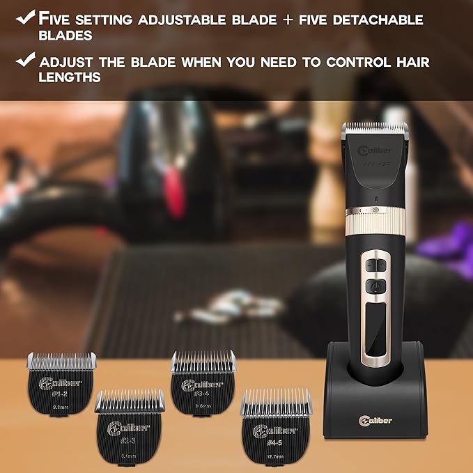 .380 ACP Adjustable Clipper - Professional Barber &amp Stylist Electric Clippers - Quiet Hair &amp Beard Cutting - LED Battery &amp Oil Indicator - Men's Cordless Trimmers - Gold
