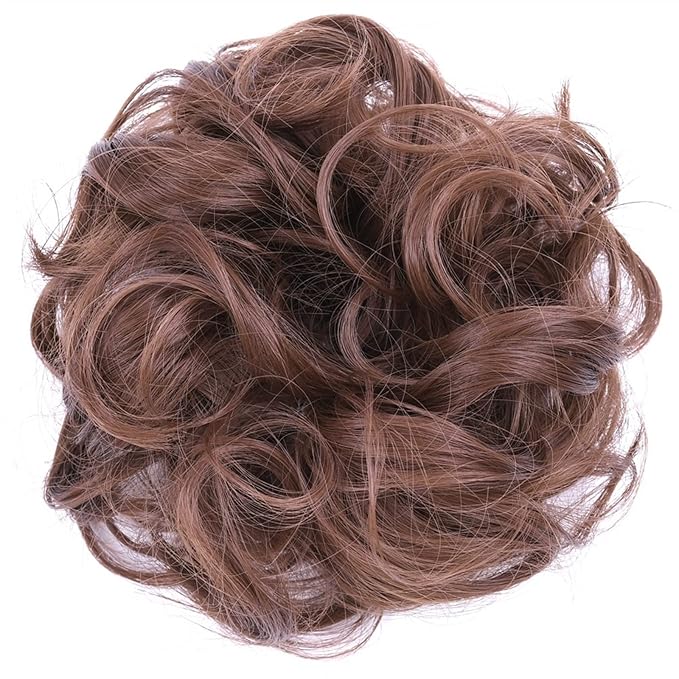 FRANCES Fake Hair Bun 1 Pack Synthetic Donut Bun Messy Bun Hair Slices Curly Wavy Headbands Women Bun Wig Synthetic Wig Hair Extensions Hair Accessories (Color : 8)