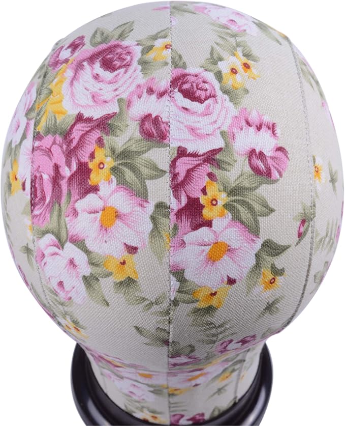 1 Piece Canvas Block Head Mannequin Head for Hair Extension Lace Wigs Making and Display Styling (Pink 22)