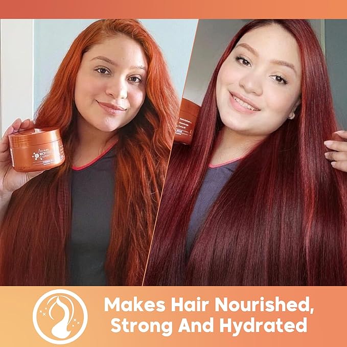 HAIR MASK FOR DAMAGED HAIR Red Shine Color BONDOX HAIR 8.8 oz Depositing Mask Almond Oil Formaldehyde-Free Repairs the Hair Elasticity and Flexibility Softens Moisturizers Marine Seaweed Collagen