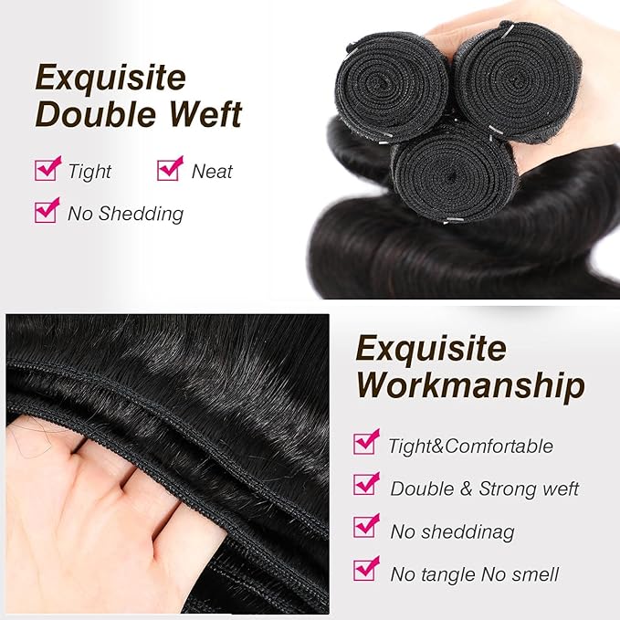 15A Human Hair Bundles 18 20 22 Inch 100% Unprocessed Brazilian Virgin Hair Quick Weave Body Wave 3 Bundles Deals Natural Black Extensions