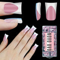 NOVO OVO White French Tip Short Duck Nail Tips Press on BERRY PINK Pre-designed Soft Gel Nail Extension Extra thick Full Cover Matte Vrial False Nails for DIY x 12 Sizes 360 pcs