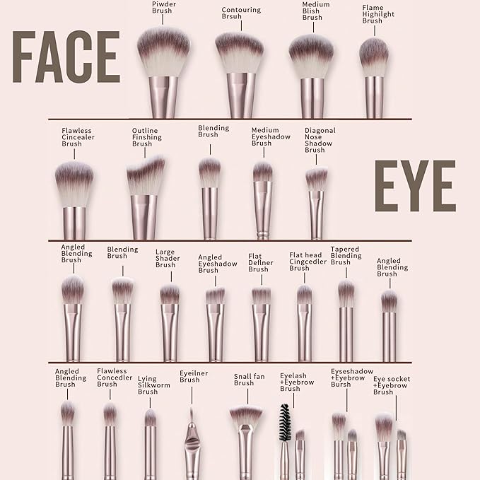 Professional Makeup Tools Set 54pcs set Cosmetic Brush &amp Sponge &amp Puff &amp Headband &amp Brush Cleaning Bow SetFacial Makeup &amp Cleaning Accessories Makeup Products Valentine Day Gif