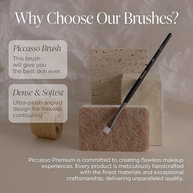 Piccasso 300 Eyeliner and Concealer Brush ? Dual-Use Angled Brush for Gel Eyeliner and Spot Concealing Soft and Precise Eye Makeup Brush for Tightlining and Coverage Korean Professional Makeup Tool