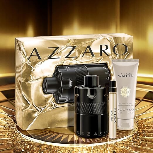 Azzaro The Most Wanted Eau de Parfum Intense 3-Piece Set ($190 Value) ? Cologne for Men ?Foug?re Woody Fragrance 3.4 fl oz &amp 0.34 fl oz Travel Size Spray Hair &amp Body Wash