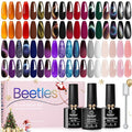 Beetles Halloween Gel Nail Polish - 39 Pcs Jelly Nail Set Glitter Changing Nail Polish Kit Treasure Box Collection with 3Pcs Base Matte and Glossy Top Soak Off Nails