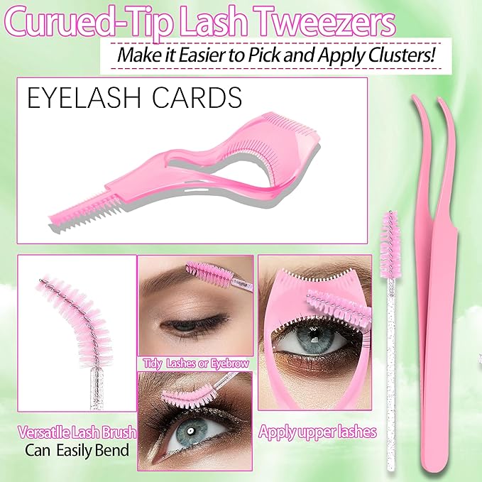 Lashes Clusters Kit 1846Pcs Bulk Packs Volume False Eyelash Extensions D Curl Wispy Individual Eyelashes Volume Studio Effect Wholesale Large Pack with Glue&ampSeal|Tweezers|Removers|Cleanser