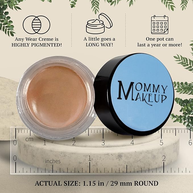 Mommy Makeup Any Wear Creme Eyeshadow - Waterproof Crease-Proof Long Lasting High Pigment Oil-free - Cream to Powder for Eyes Cheeks &amp Lips (Misty Mocha)