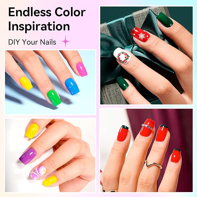 Nail Polish 16 Colors Rainbow Air Dry Regular Nail Polish Set with Base Top Coat &amp Remover Pads| White Red Classic French Fingernail Polishes Non-gel Bulk Gift for Nail Art Lovers