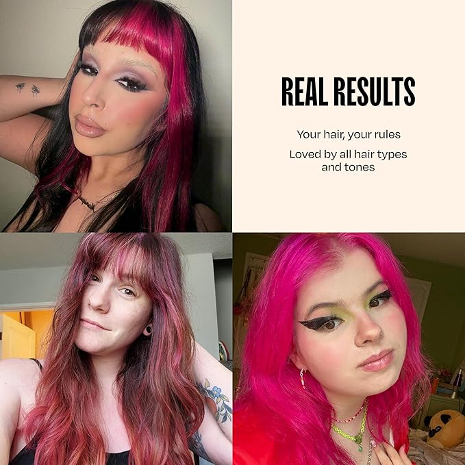 oVertone Color Depositing Conditioner - 8 oz Semi Permanent Hair Color with Shea Butter &amp Coconut Oil - Vegan Cruelty-Free - Extreme Magenta