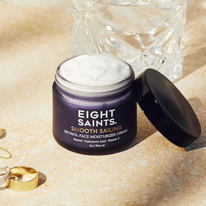 Eight Saints Retinol Facial Moisturizer Cream For Firming Face Neck &amp Eye Wrinkles and Lines Deep Hydrating Lotion Fragrance-Free 2 Ounces
