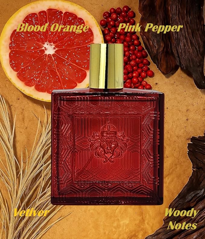 Lion Versatile For Man Red Flame Pour Homme &amp Black Flame Cologne for Men 4-piece Set 4x100ml/3.4 Fl.Oz Eau de Toilette Long-lasting mint orange neroli &amp vetiver notes for day and nigh