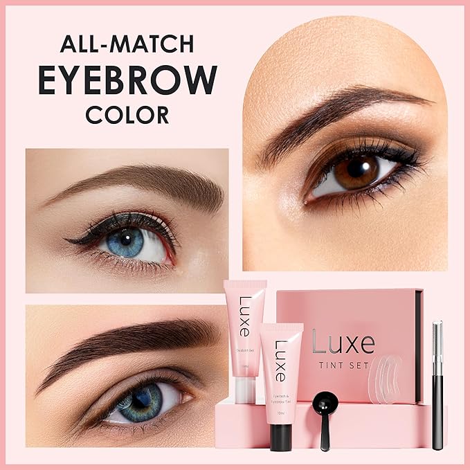 Luxe Cosmetics- Black Color Set for Lashes and Brows - Long Lasting Temporary Color (Up to 4 Weeks) - Vegan &amp Cruelty-Free - for Salon &amp Home Use