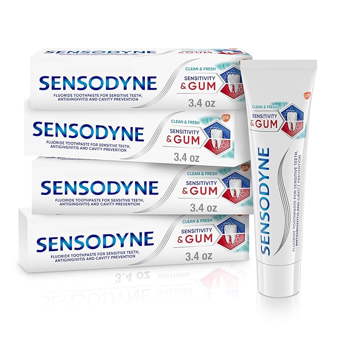 Sensodyne Sensitivity &amp Gum Sensitive Toothpaste for Gingivitis Sensitive Teeth Treatment Clean &amp Fresh - 3.4 oz (pack of 4)