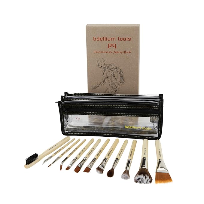 Bdellium Tools Professional Makeup Brush Special Effects SFX Series - 12 pc. Brush Set with Double Pouch (1st Collection)