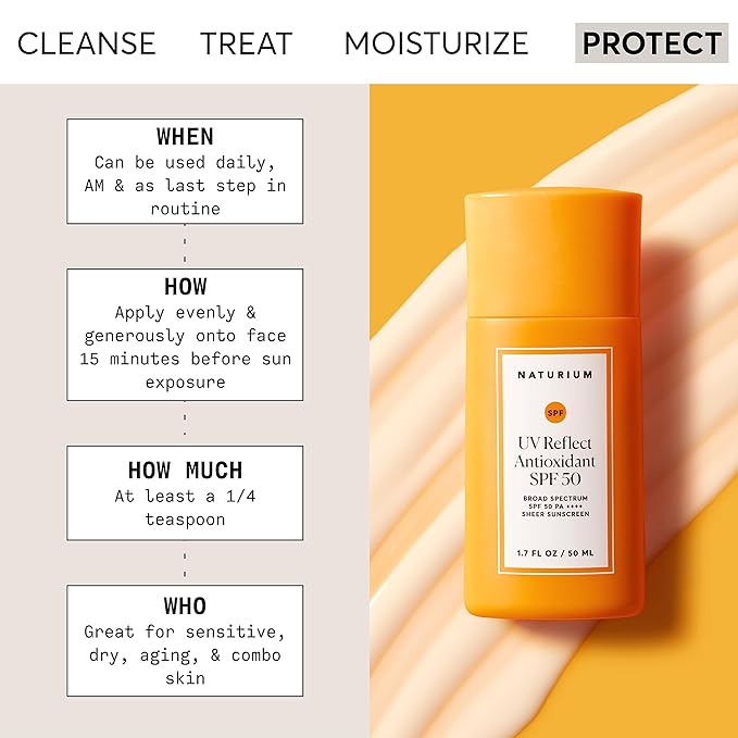 Naturium UV Reflect Antioxidant Broad Spectrum SPF 50 PA ++++ Sheer Sunscreen Lightweight Face &amp Skin Protector with Soft Matte Finish 1.7 oz
