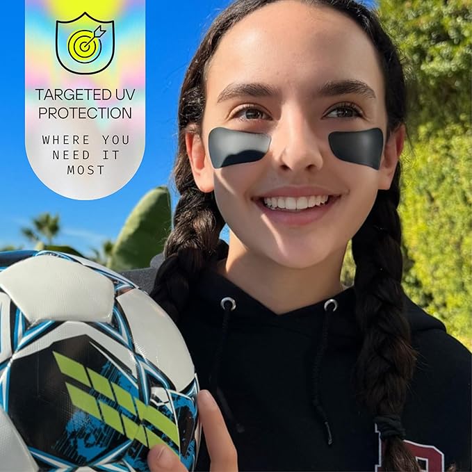 Sun Patch Hypoallergenic Sun-Screen Under Eye Patches 100% Silicone UPF-50 UV Protection Reusable 1 Pack/4 Pairs Black
