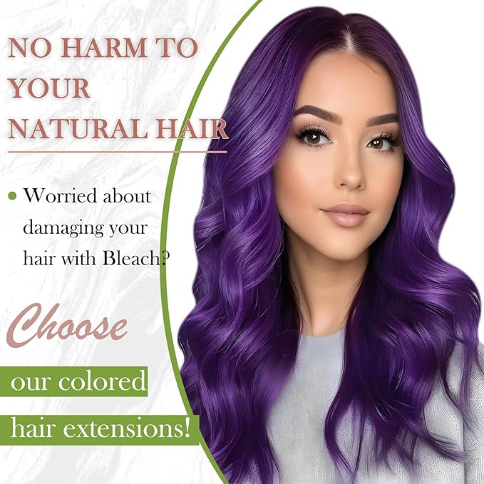 RUNATURE Tape in Hair Extensions Human Hair 18 Inch Purple Tape in Hair Extensions Purple Human Hair Tape ins Purple Hair Extensions Tape in Extensions Purple Extensions Hair for Highlight 25g 10pcs