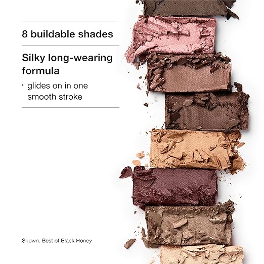 Clinique All About Shadow Eye Shadow Palette 8 Silky + Buildable Shades | Black Honey Pink and Nude Honey | Safe For Sensitive Eyes