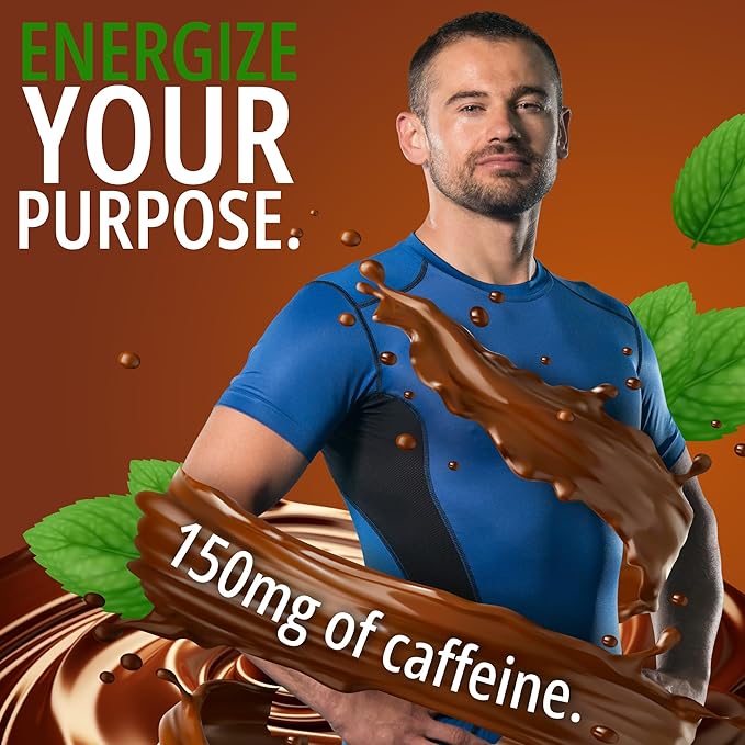 Driving Energy - Caffeinated Energy Bite Size - Dark Chocolate Mint Energy Fuel with 150mg Caffeine - Long-Lasting Energy for Gym Workout Adults - Great Taste - Low Carb - Healthy Snack - 30 Count