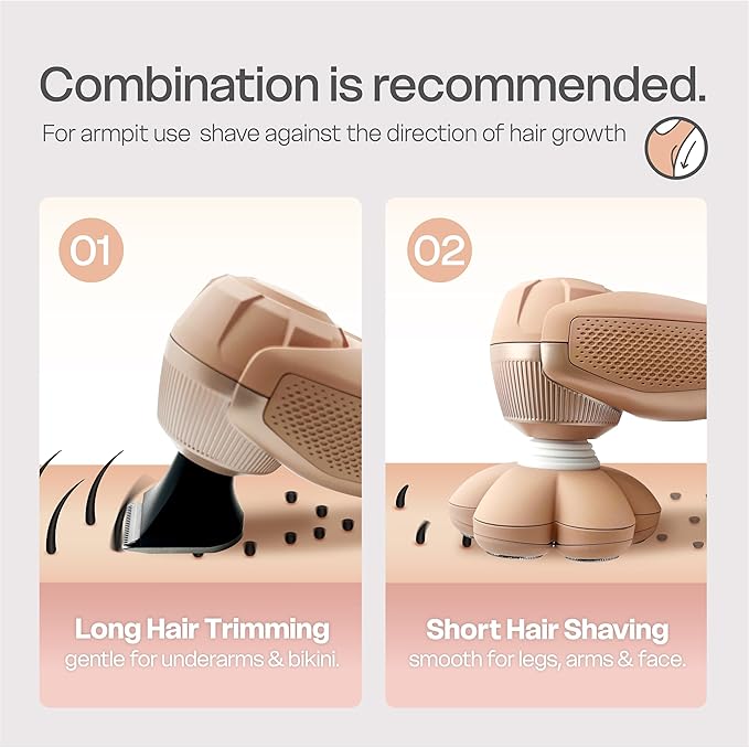 3-in-1 Electric Razor for Women?™s Legs &amp Bald Head IPX7 Waterproof Wet/Dry Grooming Kit with 7D Magnetic Blade 120-Min Type-C Rechargeable Razor Ideal Holiday Gift Mocha