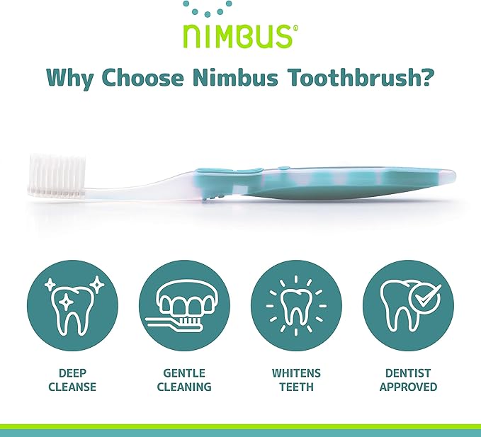 NIMBUS Extra Soft Toothbrushes (Regular Head) Periodontist Design Tapered Bristles for Sensitive Teeth and Receding Gums Individually Wrapped Plaque Remover Travel Toothbrush (10 Pack Colors Vary)