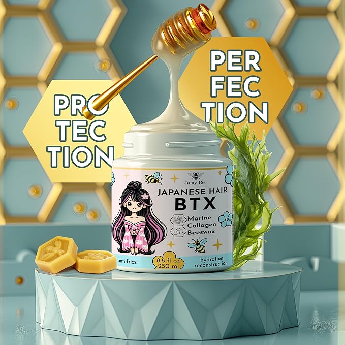 HAIR MASK FOR DAMAGED HAIR TREATMENT Japanese BTX - 8.8 oz Collagen &amp Keratin Treatment with Beeswax &amp Seaweed Intense Hydration Anti-FrizzFormaldehyde-FreeProtein Coating for Dry and Dama