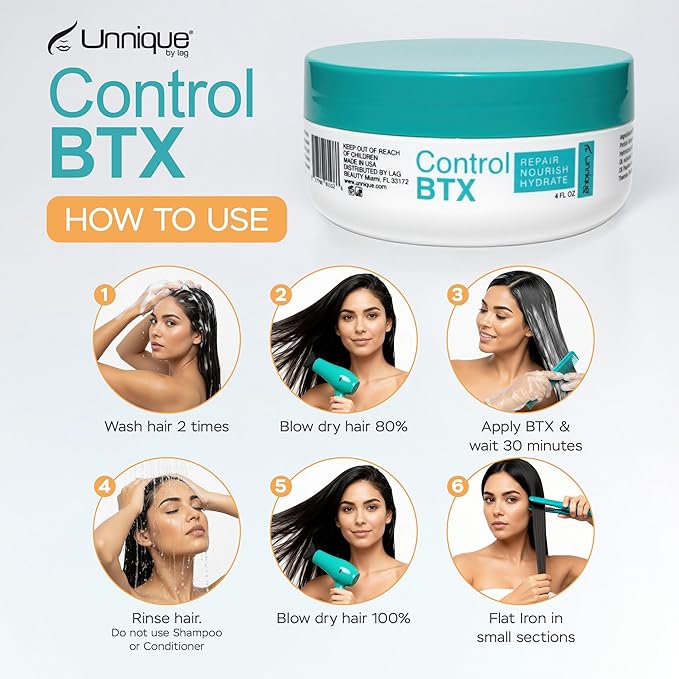 UNNIQUE Control Btx - Hair Treatment - Hair Mask for Damaged Hair Ultimate Smoothening Hydrating and Age-defying Locks 4 Fl Oz